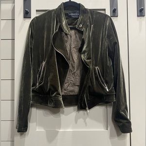 Mustard Seed Olive Green Velvet Jacket